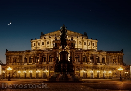 Devostock Dresden Semper Opera House Historically At Night 4K