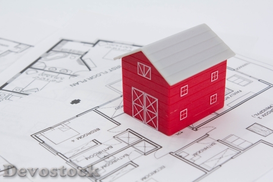 Devostock FLOOR PLAN RED COLOR HOUSE MODEL Concept