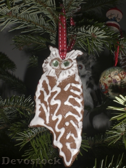 Devostock Gingerbread Christmas Tre Owl 4K