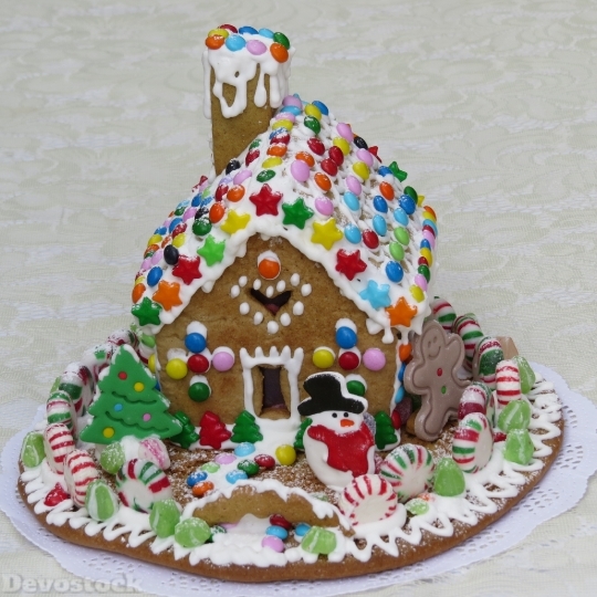 Devostock Gingerbread House Pastry Decortion 4K