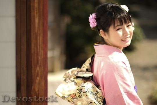 Devostock JAPANESE Girl Traditional Dress KIMONOS