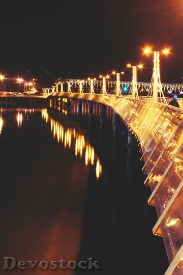 Devostock Lights Night River Pier (2) 4K