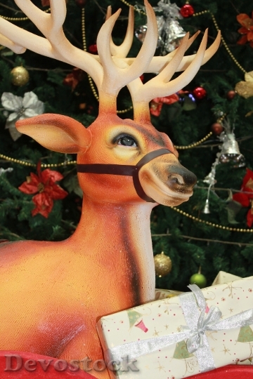 Devostock Reindeer Christmas DecorationTree 4K