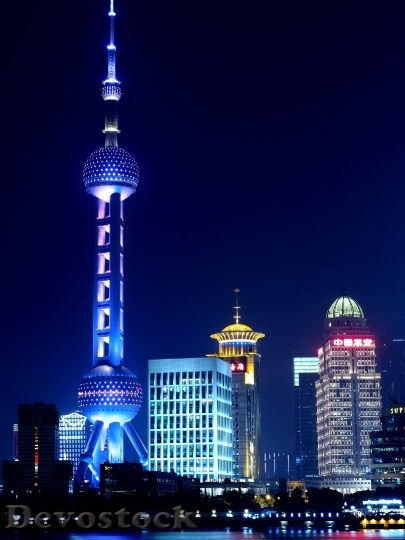 Devostock Shanghai Oriental Pearl Tv Tower Night View People S Republic Of China 4K
