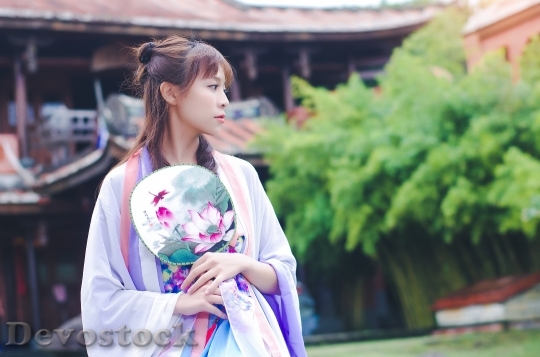 Devostock Taiwanese Girl in Tradtional Dress 4K