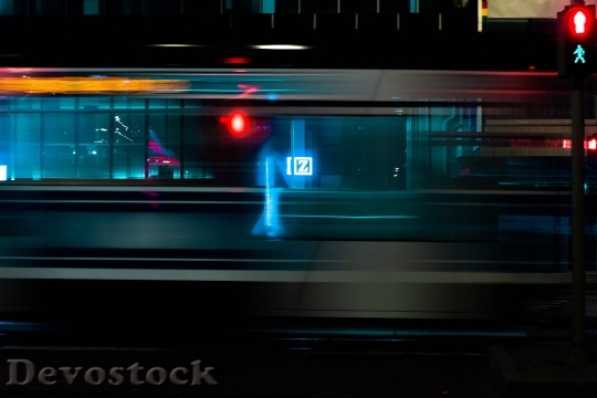 Devostock Train Long Exposure Traffic Lights 107088 4K