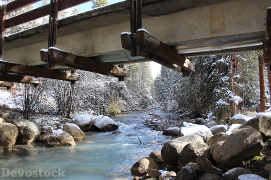 Devostock Winter Bridge Snow Nture 4K