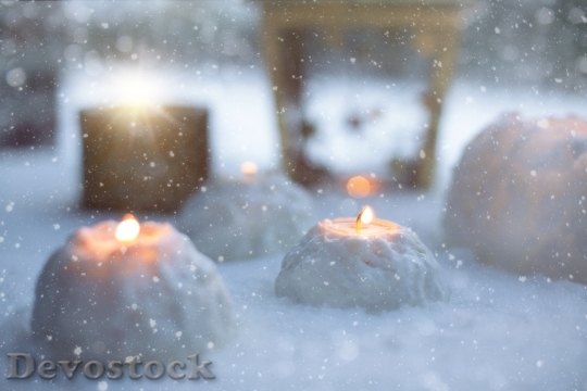 Devostock Winter Candles Snowballs Christas 0 4K
