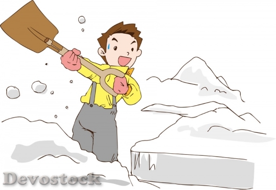 Devostock Boy Removing Snow