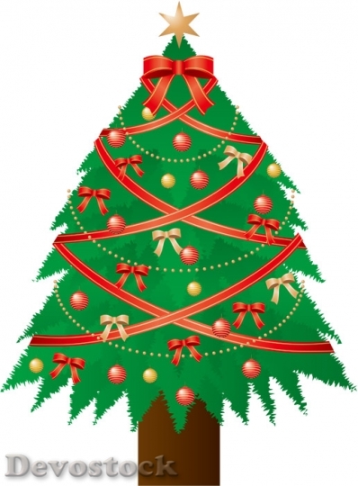 Devostock CHRISTMAS TREE DECORATED RIBBON