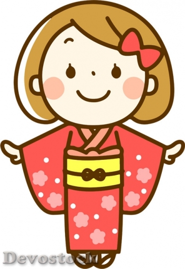 Devostock GIRL CLEAR-CUT Japanese Dress