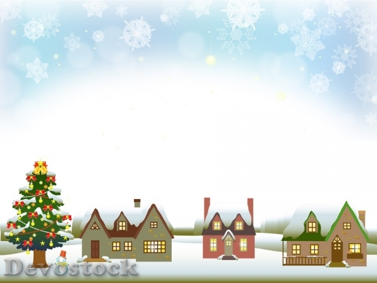 Devostock HOUSE COVERED CHRISTMAS TREE SNOW