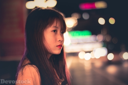 Devostock Asian Beautiful Girl Shadow 4K