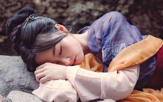 Devostock Beautiful Girl Sleeping Beauty Asian 4k