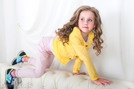 Devostock Beautiful Little Girl Blond Fashion 4k