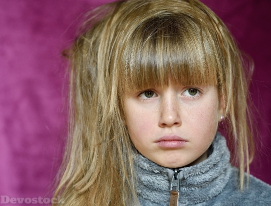 Devostock Child Girl Face Long 5 4K