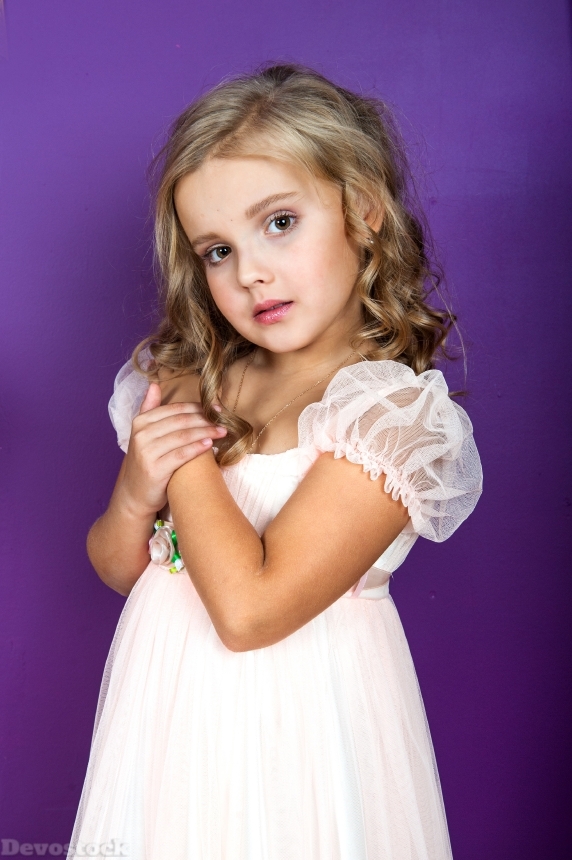 Devostock Cute Kid Little Girl White Dress Wish 4K