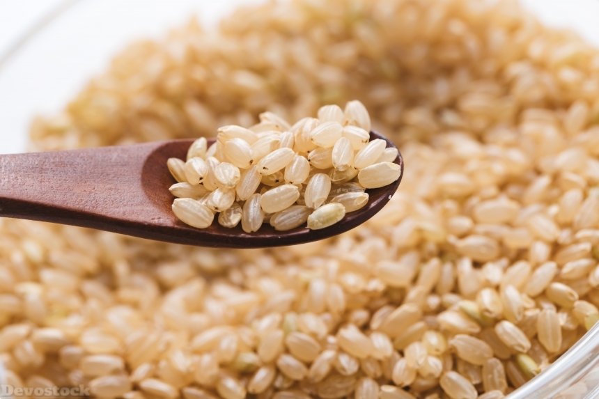 Devostock Food Spoon Healthy Brown Rice Economy Sustainability 4k