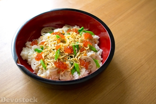 Devostock Food Sushi Kaviar Fish Eggs Rice Asian Dish 4k