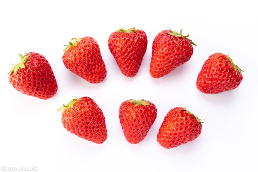 Devostock Fruits Food Eight Healthy Strawberry White Background Two Sorts 4k