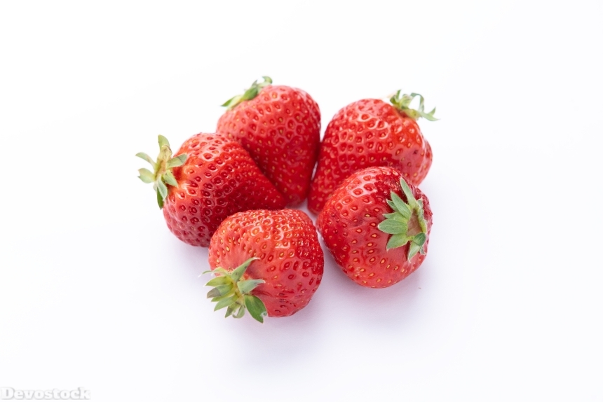 Devostock Fruits Food Five View Healthy Strawberry White Background Two Sorts 4k