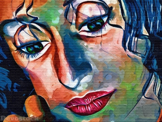 Devostock Graffiti Face Woman Colorful 4K