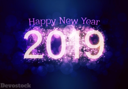 Devostock Happy New Year 2019 Lights Digital Art 4k