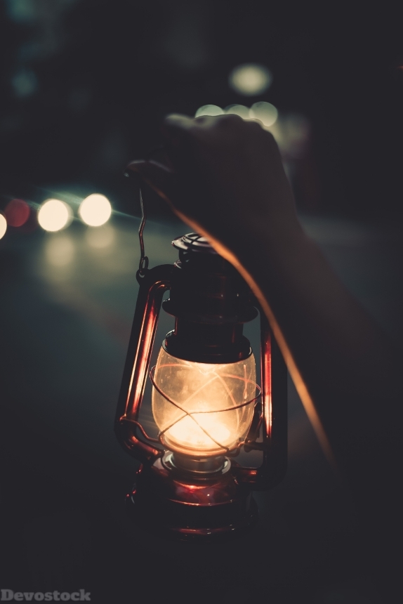 Devostock Illuminated Lamp Lantern Bulb Night 4k