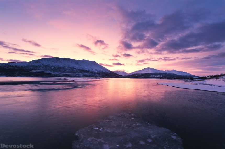 Devostock Norway Lofoten Winter Mountains Sunrises And 4K