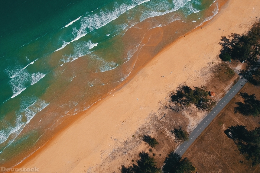 Devostock Outdoor Nature Aerial Shot Beach Bird S Eye View 4k