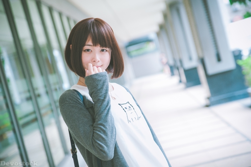 Devostock Outdoor Street Taiwanese Girl Looking Shirt 4k