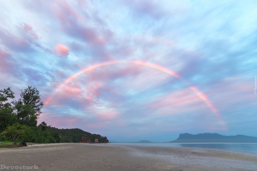 Devostock Rainbow Over The Sea Beach 4K