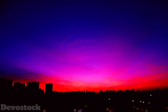 Devostock Shadow City Blue Red Sky 4k