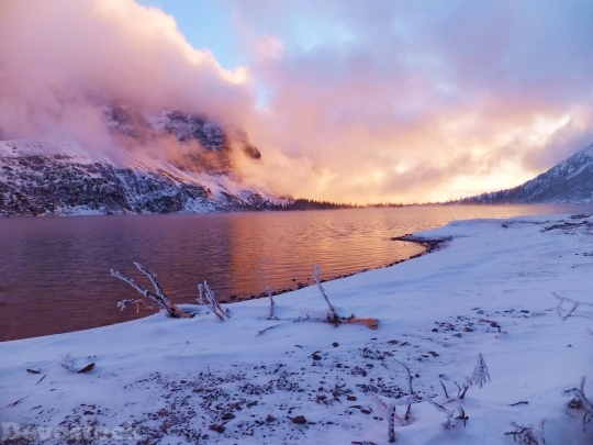 Devostock Sunset Frozen Lake Evening Qa 4K
