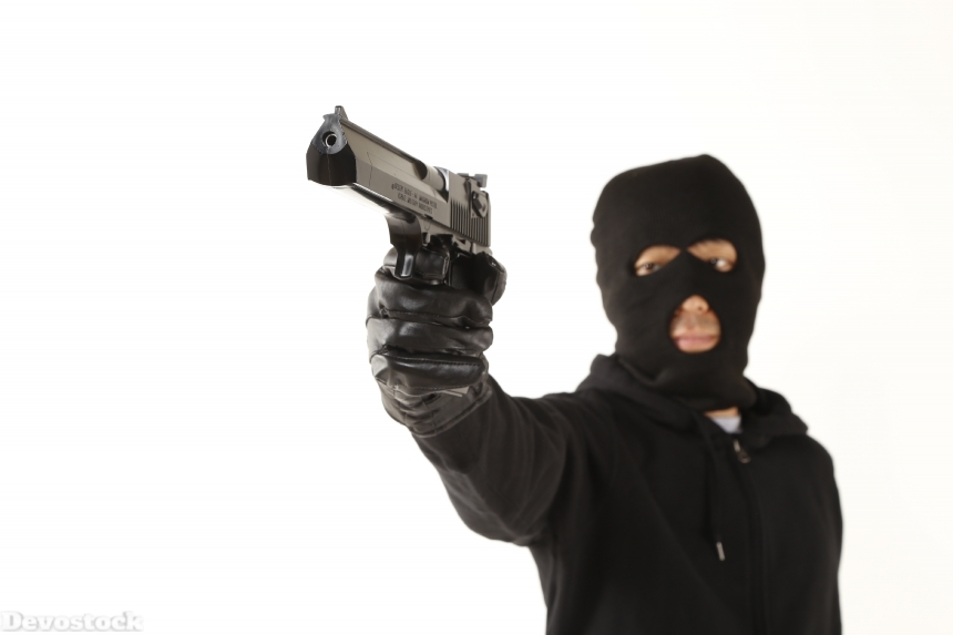 Devostock Terrorist Pistol Gun Mask Man Crime Criminal 4k