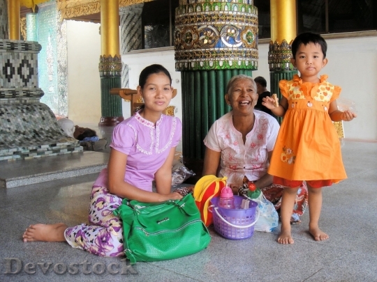 Devostock Asian family grandmother , mother and gaughter