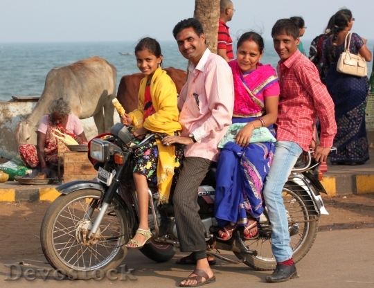 Devostock Asian Family on the bike