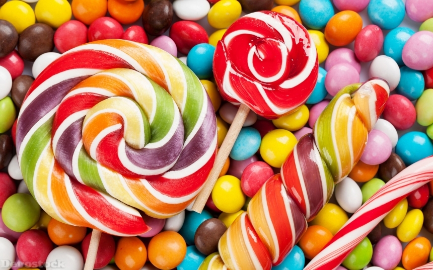 Devostock Colorful candies and lollipops