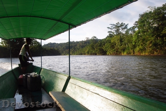 Devostock Amazon Canoe River Sunset