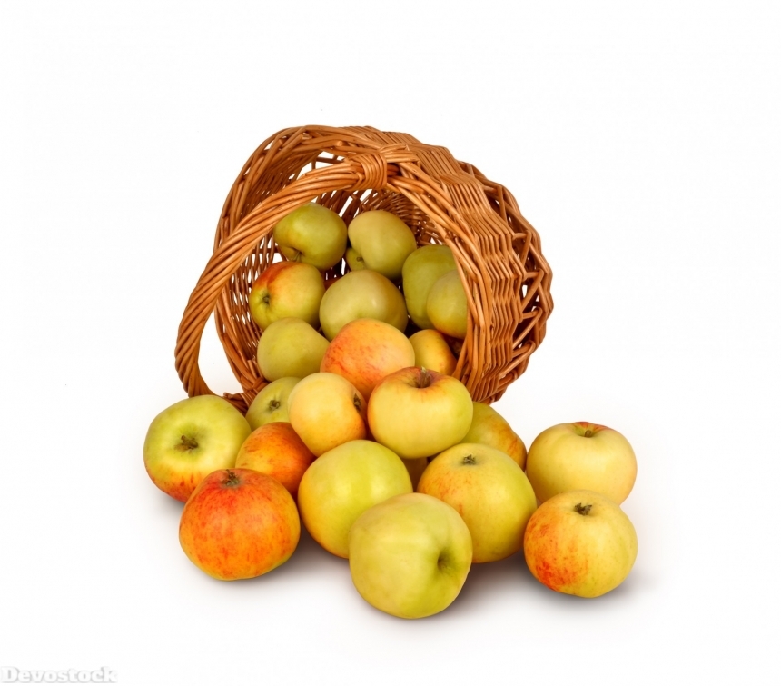Devostock Apples Basket Isolated Background