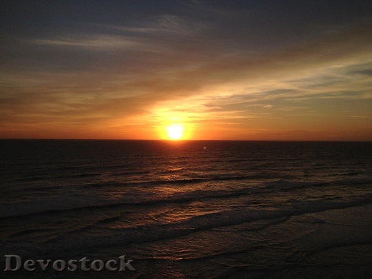 Devostock Beach Sunrise Clouds Ocean