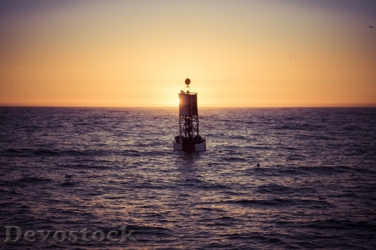 Devostock Buoy Sunset Ocean Water