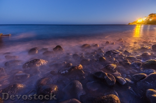 Devostock Evening Rocks Sea Coast