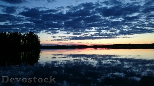 Devostock Finland Sunset Lake Nature