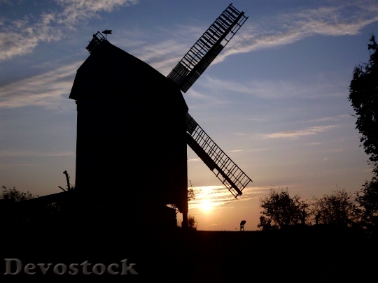 Devostock Germany Sunset Windmill Sky