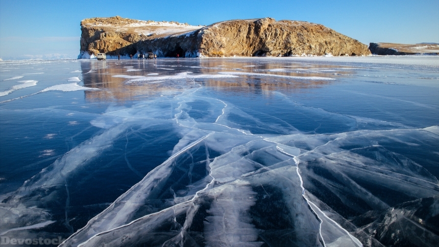 Devostock Ice Floating Over Water 4k