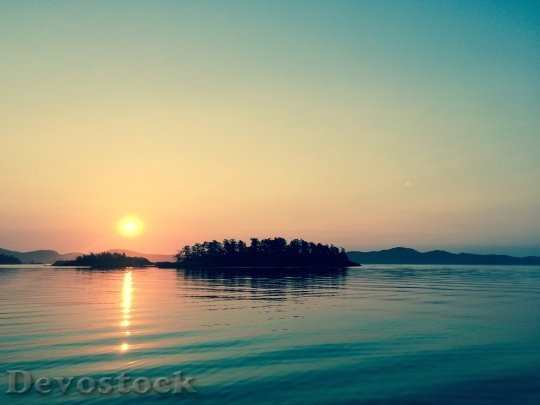 Devostock Island Sunset Lake Water