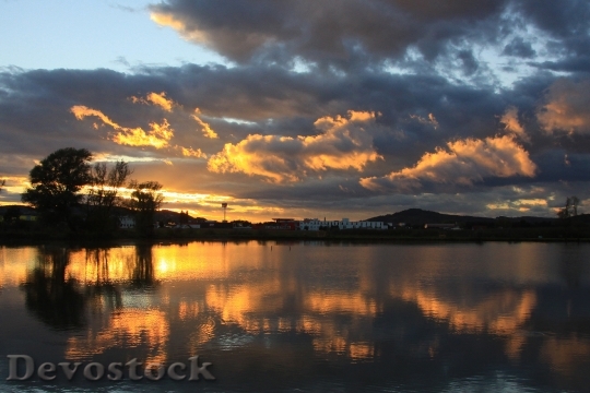 Devostock Lake Clouds Abendstimmung Sunset