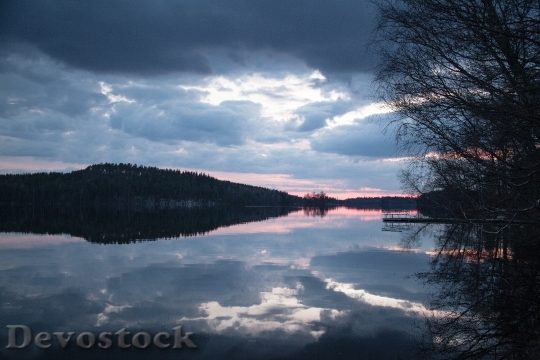 Devostock Lake Sky Reflection Night