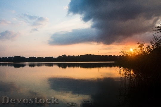 Devostock Lake Sunset Masuria Landscape